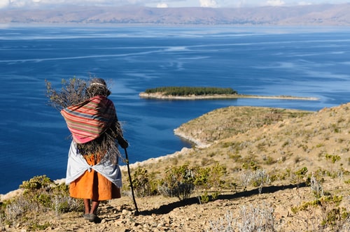 Bolivia - Isla del Sol on the Titicaca lake, the largest high altitude lake in the world.