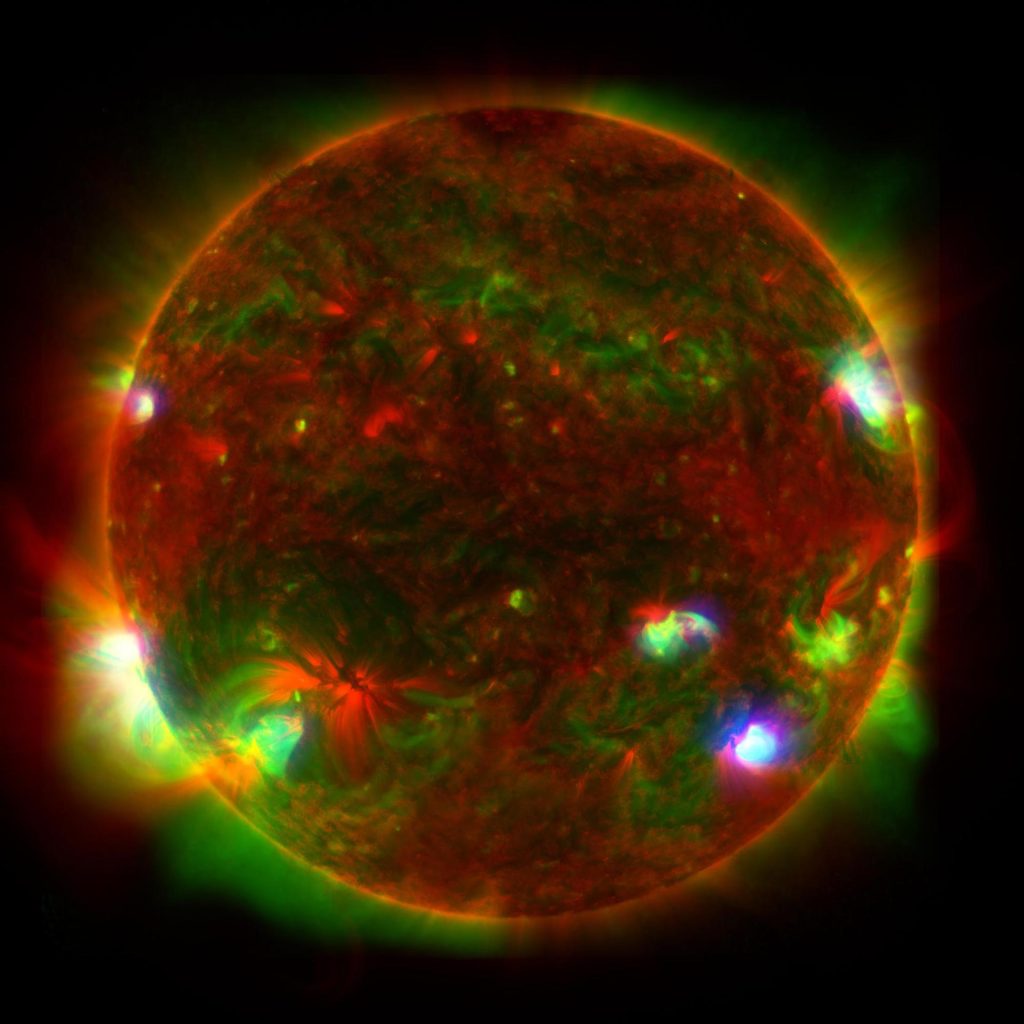 Three-Telescope View of the Sun