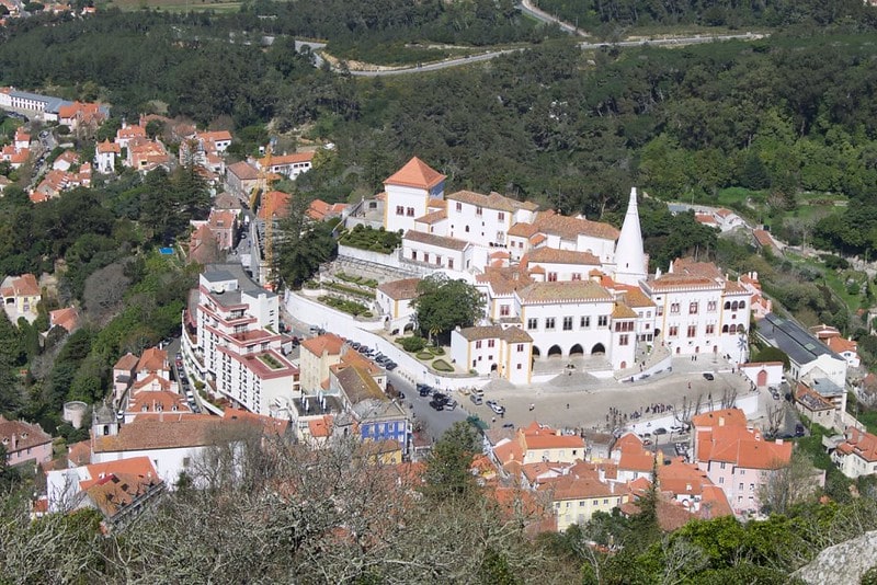 An aerial view of the beautiful Sintra, Portugal. 