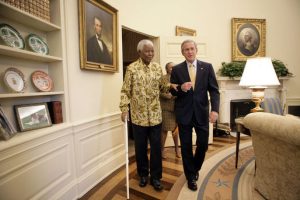 Nelson Mandela with George W. Bush