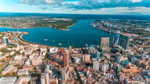 Aerial view of the haven of peace, city of Dar es Salaam.
