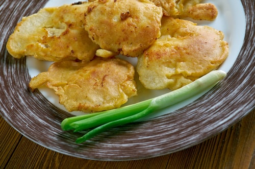 Bacalaito salt cod pancake like fritters from Puerto Rico.