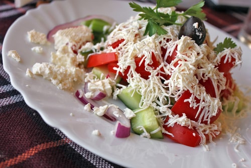 Traditional Bulgarian salad - shopska salad.