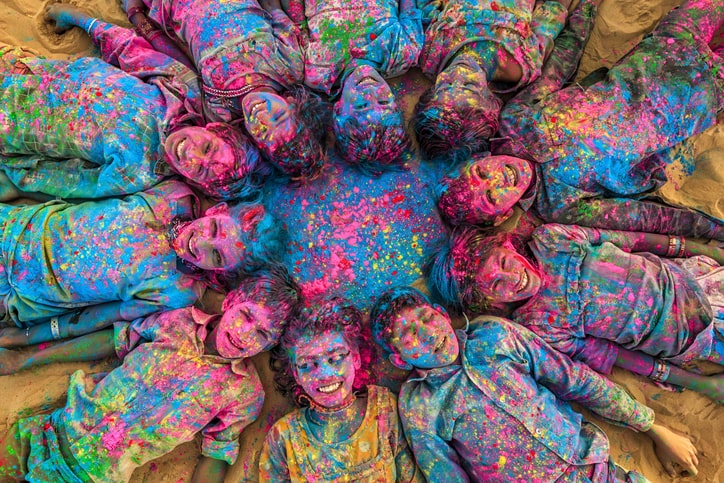 Indian children playing happy holi. facts about Holi