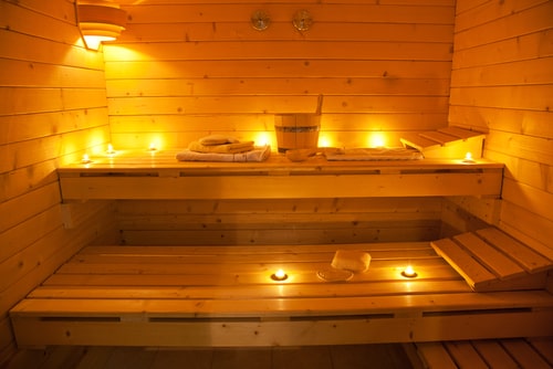 Interior of a finnish sauna.