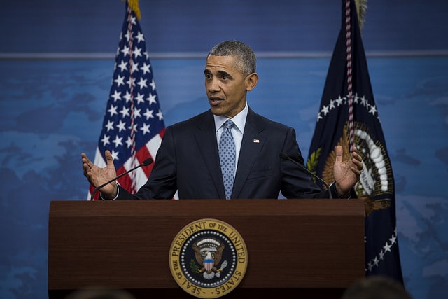 President Barack Obama hosts a press conference at the Pentagon in Washington.