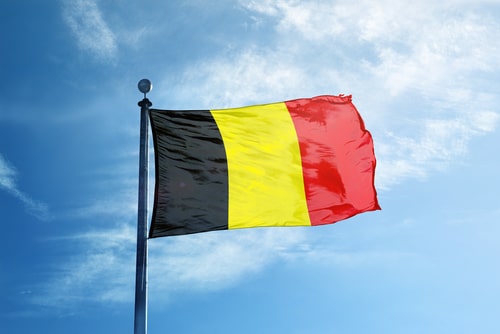 Flag of Belgium on the mast.