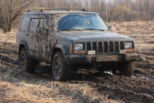 Dirty offroad car. 