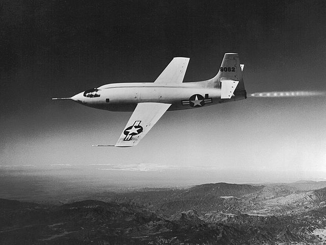 The Bell X-1 rocket powered aircraft. California facts.