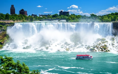 Beautiful Niagara Falls on a clear sunny day. Niagara, Canada.