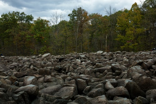 Boulder Field in Ringing Rocks County Park, Pennsylvania, United States of America.
