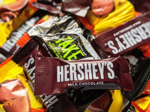 Hershey's mini chocolate bar.