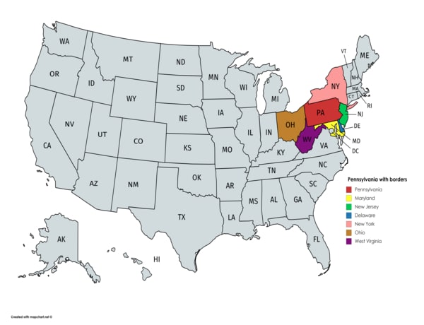 Pennsylvania on the map