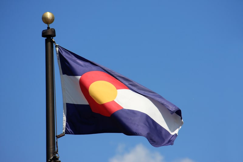 Colorado State Flag waving