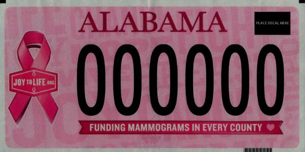 Alabama License Plate. Image credit GÇô Alabama Department of Revenue.