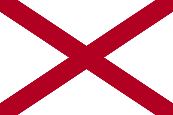 The state flag of Alabama.
