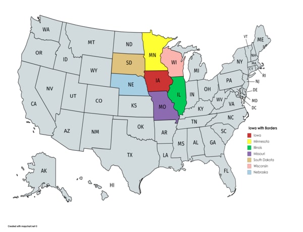 Iowa on the U.S. map.