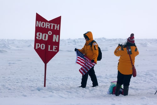 Pointer of geographical North pole.