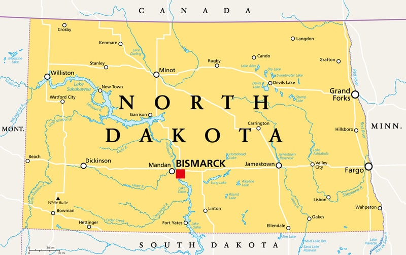 North Dakota political map