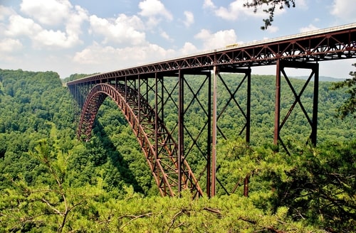 The New River gorge Bridge is a landmark in West Virginia.