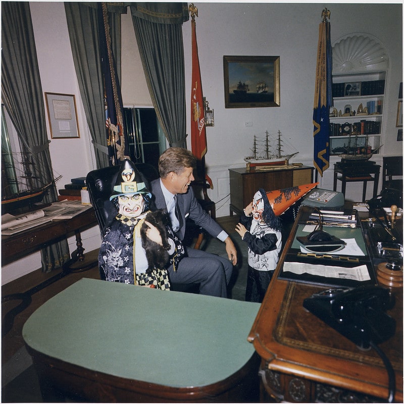 Halloween Visitors to the Oval Office. Caroline Kennedy, John F. Kennedy, Jr. Oval Office.