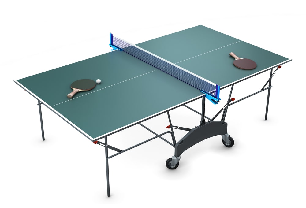 Table tennis with tennis rackets and a ball