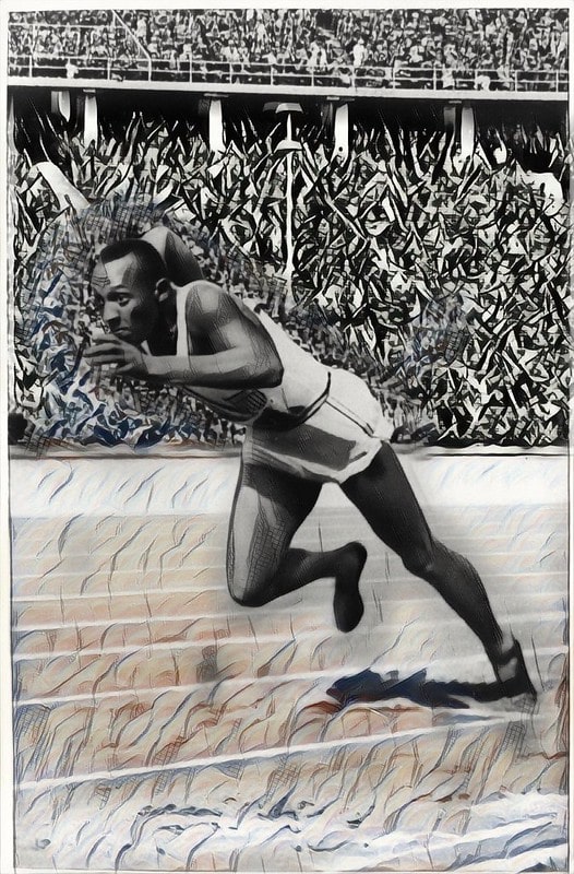 A depiction of Jesse Owens
