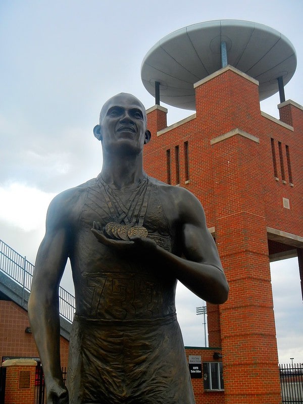 Statue in front of The Jesse Owens Stadium. Jesse Owens facts