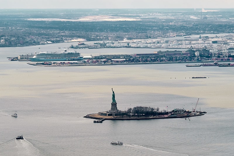 An aerial look of the Statue of Liberty, New York.