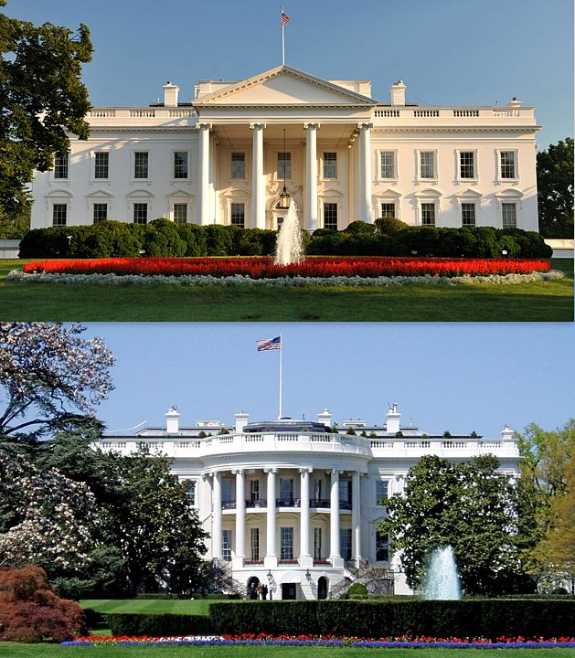 The north and south sides of the White House.