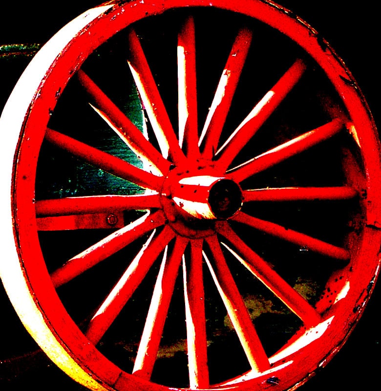 Wheel of an antique railroad station baggage cart that I saw at the Vestal, NY museum.