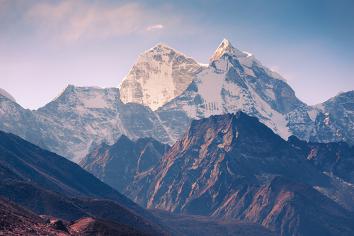 View of Kangtega mount in Himalaya mountains