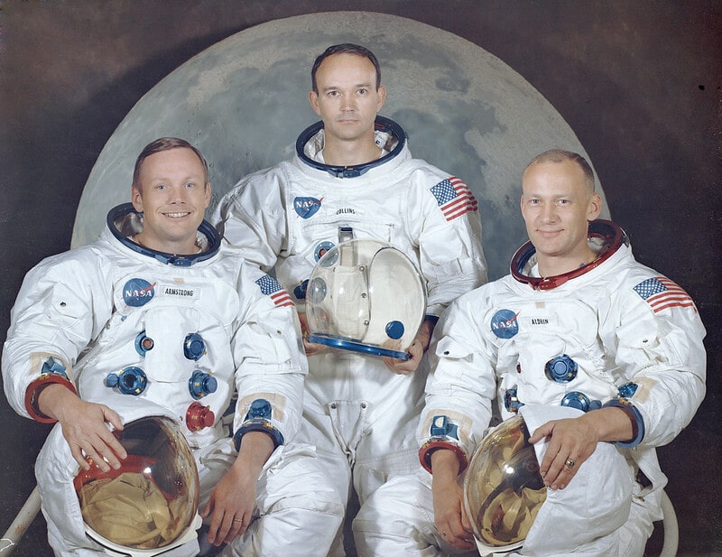 Neil A. Armstrong, Commander; Michael Collins, Module Pilot; Edwin E. "Buzz" Aldrin, Lunar Module Pilot.