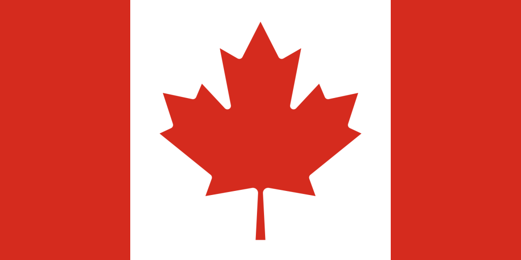 The national flag of Canada. 