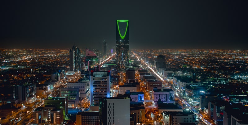 Riyadh, Saudi Arabia, landscape at night