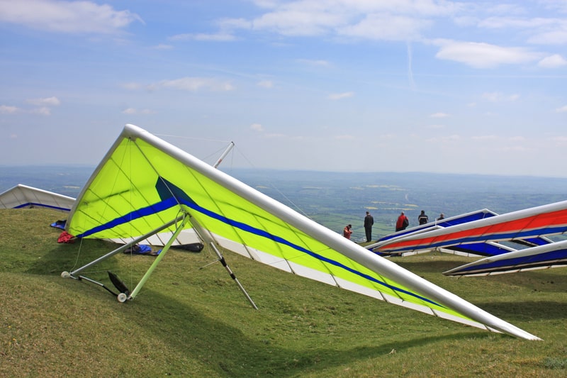 Hang gliders prepared to fly. the wright brothers fact file