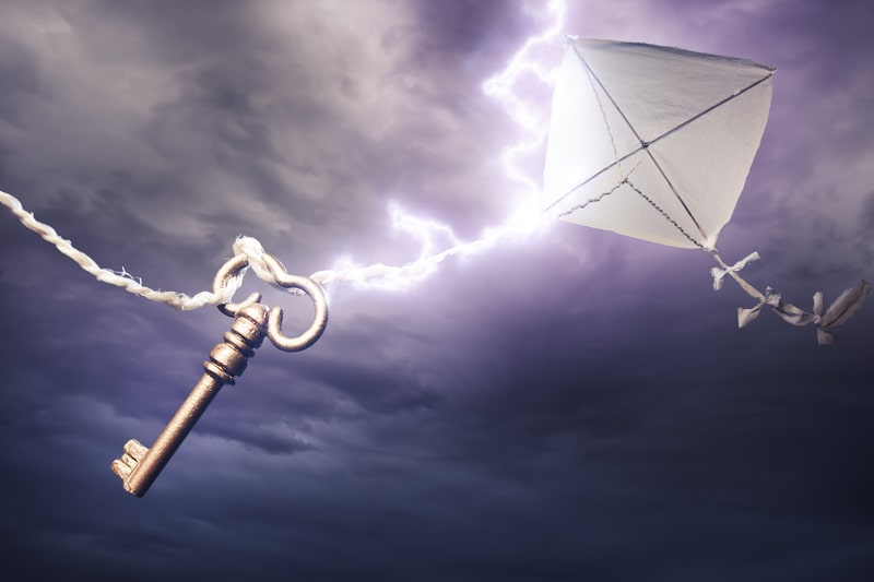 Kite and lightning. Facts about Benjamin Franklin