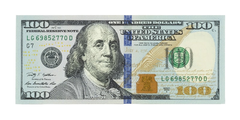 one hundred US dollars bill