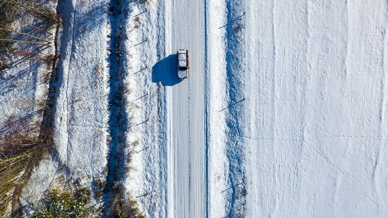 winter road in Montana