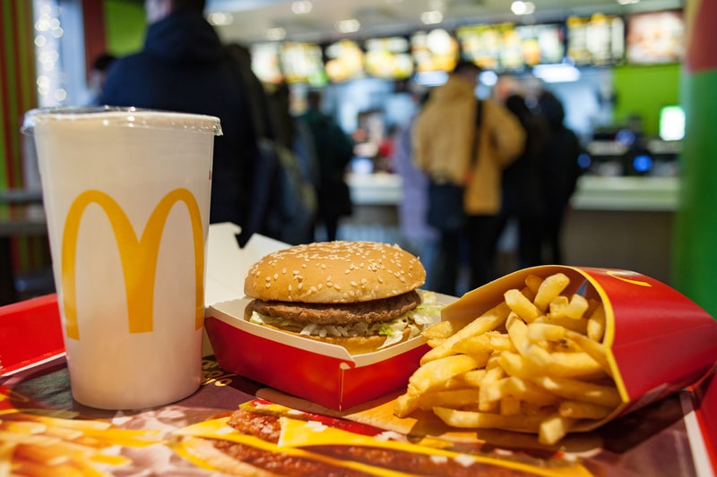  Big Mac hamburger menu in a McDonald`s restaurant.