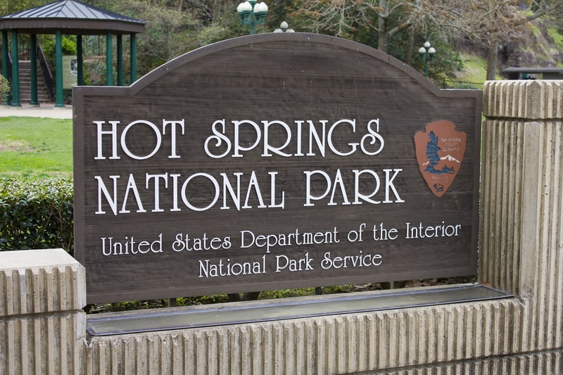 Hot Springs National Park Sign, Arkansas, United States.