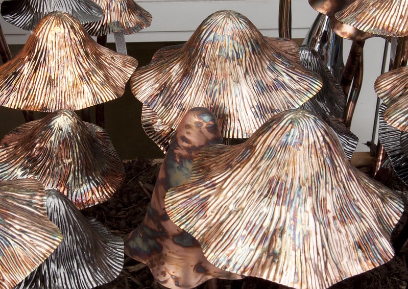 Mushrooms made from copper. 