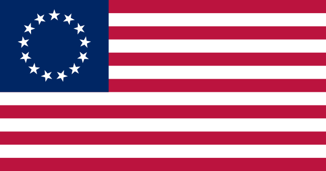 U.S. flag from 14 June 1777 to 1 May 1795 using a circular star pattern