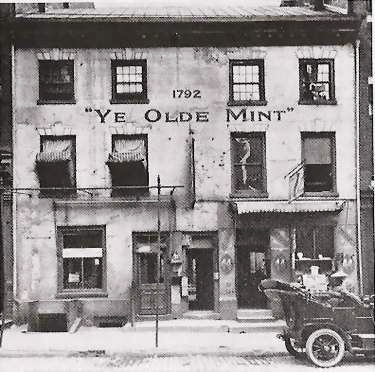 The first Philadelphia Mint, built in 1792, photographed in 1908